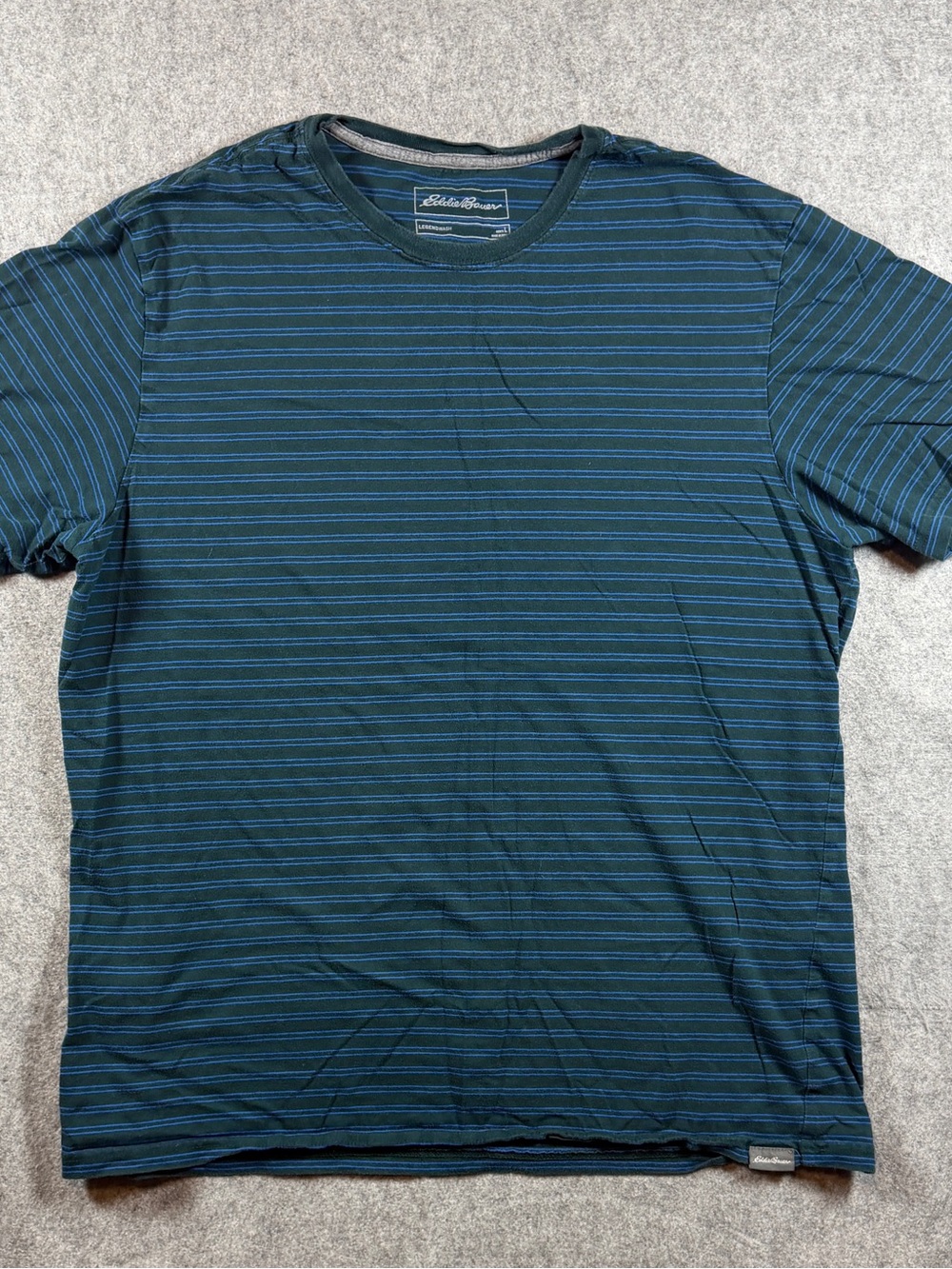 Eddie Bauer Dark Teal Short Sleeve Tee with Thin Blue Stripes